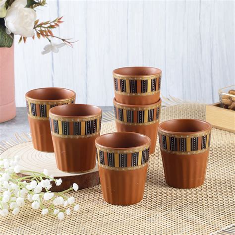 Ceramic Striped Kullad- Brown (Set of 6) – The Decor Mart