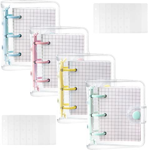 Amazon.com : Elsjoy Set of 4 Mini 3-Ring Binder Covers with 320 Sheets ...