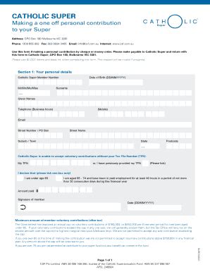 Fillable Online Making a One Off Personal Contribution to Your ...