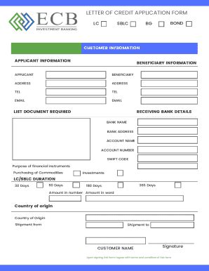 Fillable Online Application Form for Letter of Credit Fax Email Print ...