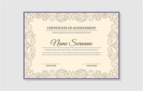 Hand Drawn Victorian Classic Style Certificate Template 22273165 Vector ...