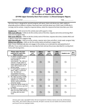 Fillable Online Upper Extremity Short Form with Score Conversion Table ...