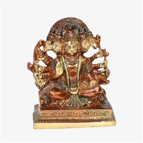 Brass Panchmukhi Hanuman (H 6.5 Inches, Weight 1.6 Kg) - Punam Metalcrafts
