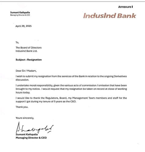 IndusInd Bank CEO Sumant Kathpalia Quits Due To Derivatives Accounting ...