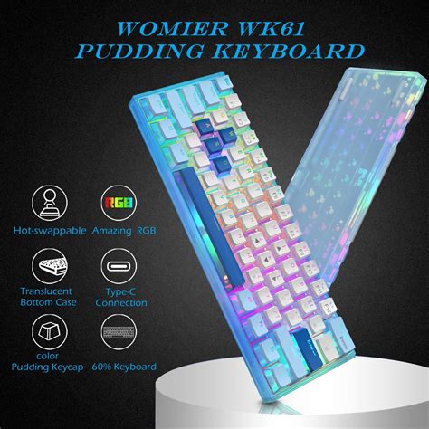 Womier WK61 60% Keyboard Mechanical, Hot-Swappable Ultra-Compact RGB ...
