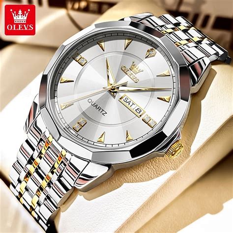 New Olevs Men'S Business Quartz Watch With Luminous Calendar, Week ...