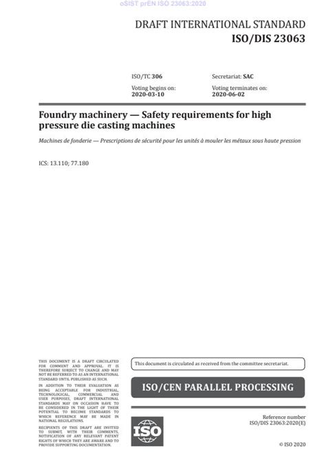 prEN ISO 23063 - Foundry machinery - Safety requirements for high ...