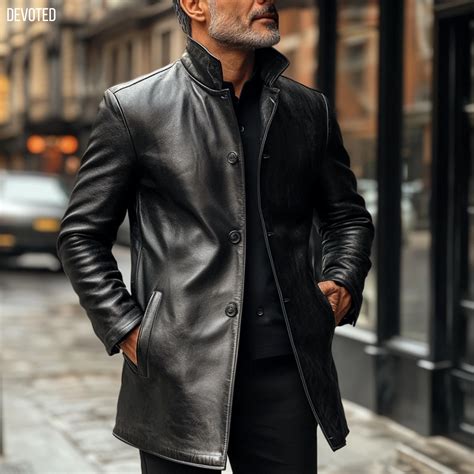 Men's Leather Jacket - Pure Leather in Black, Brown & White - Overcoat ...