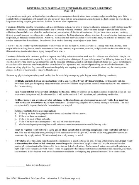 Fillable Online CONTROLLED SUBSTANCE REFILL PROGRAM: PATIENT AGREEMENT ...