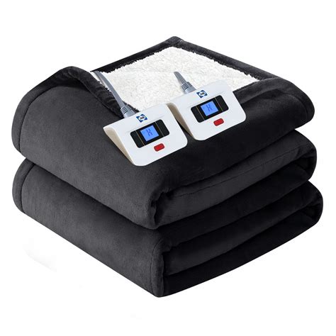 Sealy Electric Blanket Queen Size, Flannel & Sherpa Heated Blanket with ...