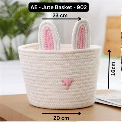 Cute Rabbit Basket Woven With Cotton Rope (White) – UtilityMall