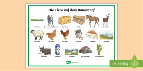 Key Vocabulary Farm Animals Word Mat German