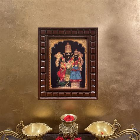 Lakshmi Narasimha Gold Leafed Art in Wooden Frame – E-Studio