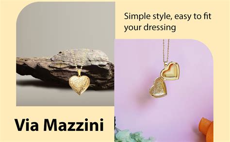 Via Mazzini 18K Real Gold Plated Heart Photo Memory Locket Pendant ...