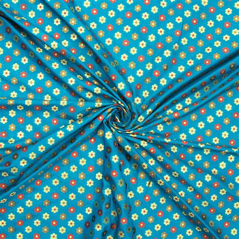 Sky Blue And Orange Floral Pattern Zari Jacquard Banarasi Taffeta Silk ...