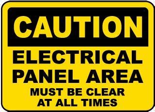 Caution Electrical Panel Area Must be Clear at All timesWater Proof PVC ...