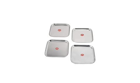 DesiDine Compact Square Steel Serving Plates – Easy to Clean & Stack ...