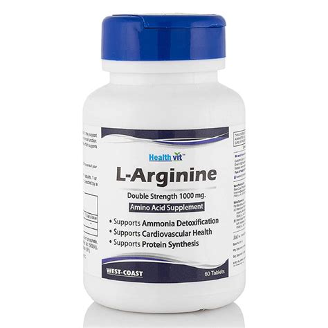 Buy Healthvit L-Arginine 1000 mg Amino Acid Supplement, 60 Tablets | 19 ...