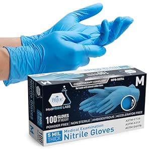 MED PRIDE Blue Nitrile Gloves Medium | Box of 100 Gloves | 5 Mil ...