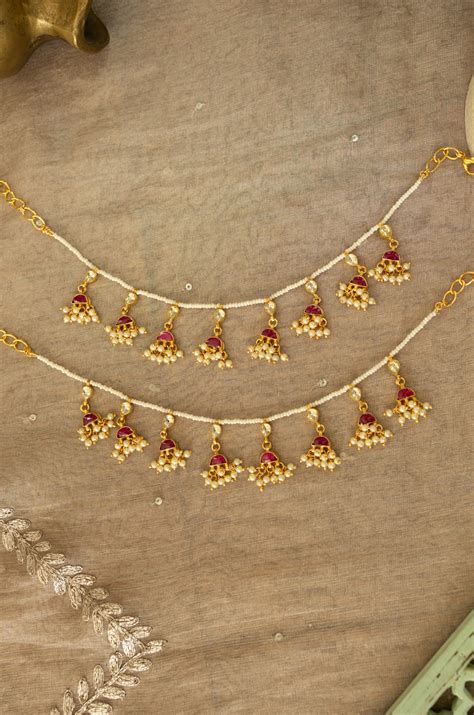 Ruby Red Kundan Anklets