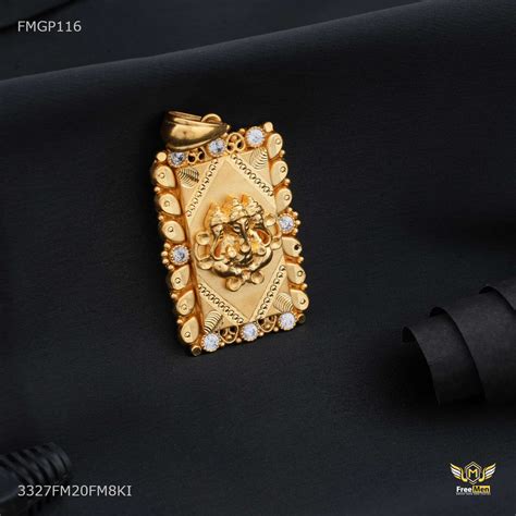 Lord Ganesha with Mini AD Gold Plated Pendant for Men - FMGP116 – Freemen®