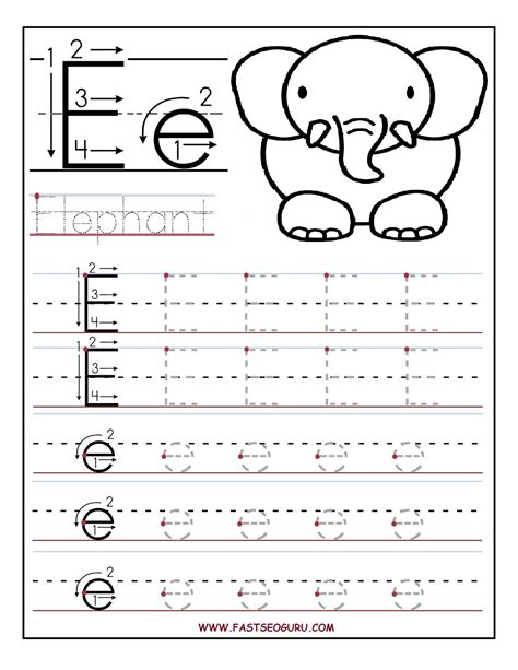 Printable letter E tracing worksheets for preschool | Alphabet ...