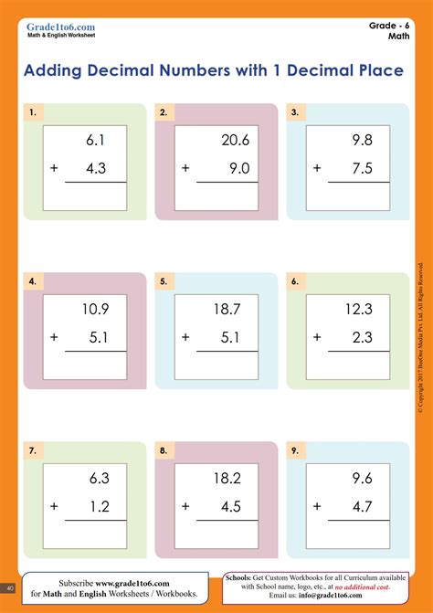 Adding Decimals Worksheets | MYP, Common core, KS2, CBSE - Worksheets Library