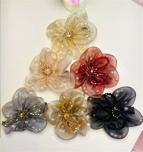 Crystal pearls with organza hair pin – Lavenlady