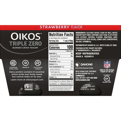 Oikos Triple Zero Strawberry Yogurt Nutrition at Melissa Trexler blog