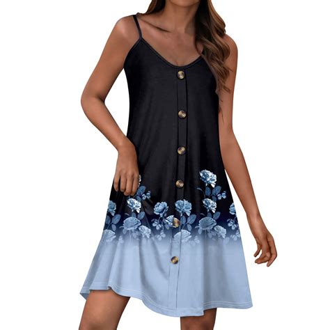 GXIPO Spaghetti Strap Button Down Spring Dresses for Women 2025 Swing ...