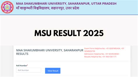 MSU Result 2025 Out for Semester 6, Get Maa Shakumbhari University UG ...