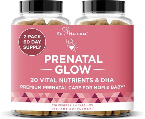 Amazon.com: Eu Natural Glow Prenatal Vitamins for Women - 20-in-1 Prenatal Multivitamin with ...
