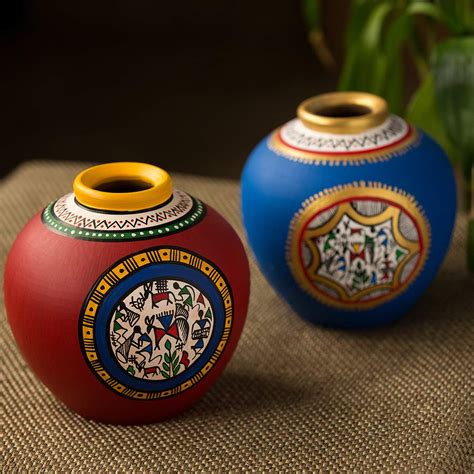 Buy ExclusiveLane Warli Handpainted Artifacts Table Top Flower ...