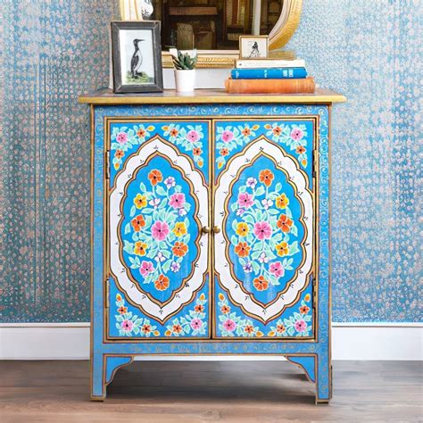 Floral Mango Wood Hand Painted Cabinet – Homes of Rajasthan