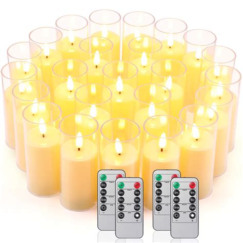 Retisee 24 Pcs Clear Plastic Flameless Candles Bulk Flickering Candle ...