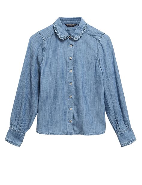 Buy Pure Tencel™ Denim Peter Pan Collar Shirt at Marks & Spencer