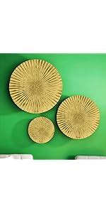 DECOR SEA® Gold Metal Wall Decor Three Piece Wall Art Metal Flower Wall ...