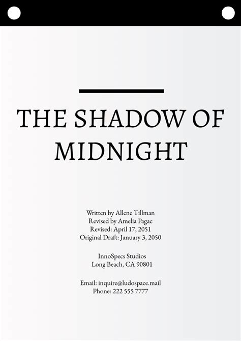 Free Screenplay Cover Page Templates to Edit Online