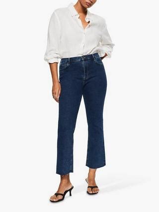 Mango Sienna Kick Flare Cropped Jeans, Blue