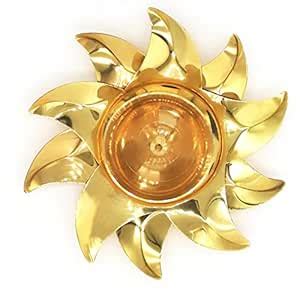 Buy Indian Art & Crafts Suraj Piyali (Sun) Design Brass Diya Diyas Oil ...