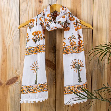 Mustard Yellow Print Cotton Stole For Women – Dmaasa