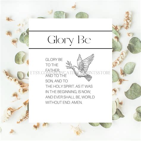 Printable Glory Be to the Father Prayer Digital Print Catholic | Etsy