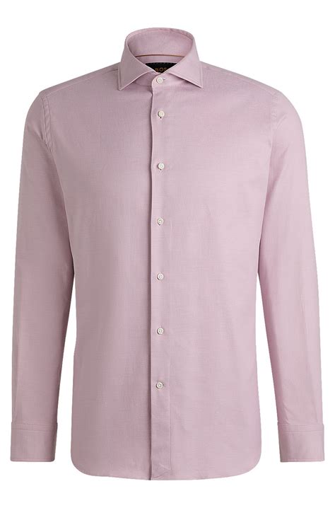 BOSS - Regular-fit shirt in stretch cotton with diagonal stripes ...