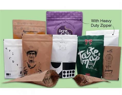 Kraft Paper Pouches - Kraft Paper Stand Up Pouches With Rectangle ...