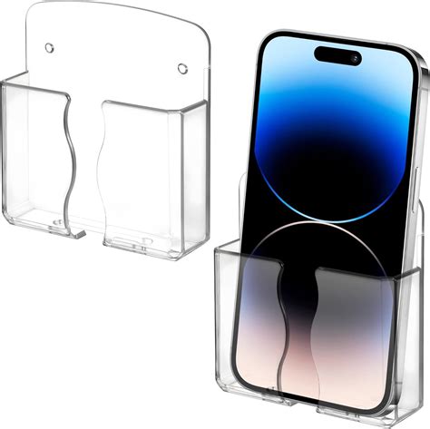 Amazon.com: Ymapinc 2Pcs Wall Mount Phone Holder Transparent Wall Phone ...