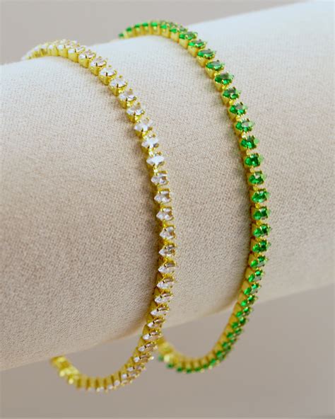 Emerald 18K Gold Plated Tennis Bracelet