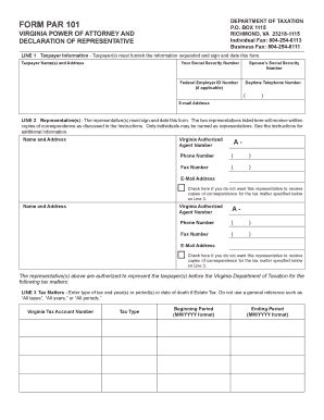 Fillable Online tax virginia Download Form PAR 101 Fax Email Print ...