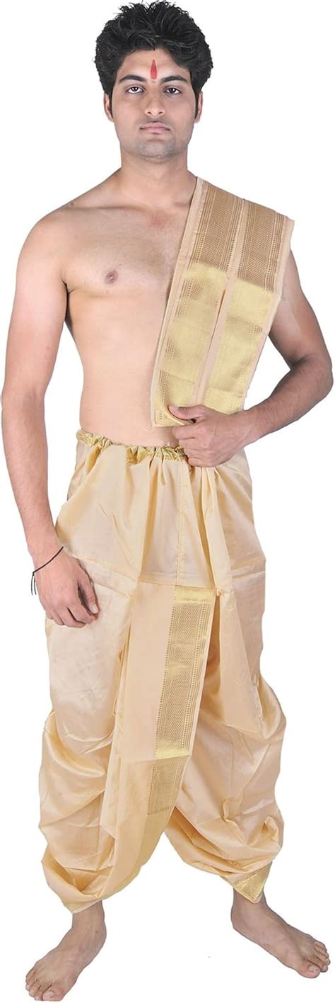 Dhoti and Angavastram Set with Wide Golden Border India | Ubuy