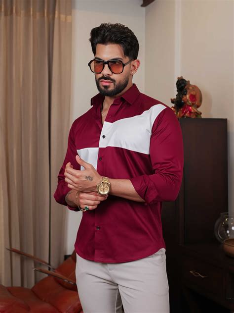 FOOMER MAROON CUT N SEW DESIGNER SHIRT FOR MEN'S – The Foomer