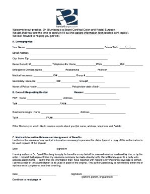 Fillable Online Patient form - Colon Surgery Fax Email Print - pdfFiller